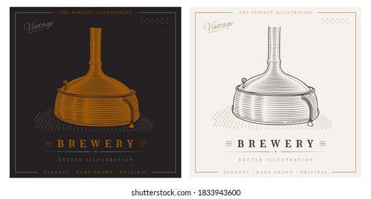 Brewery kettle vintage hand drawn copper distillery brewing company logo