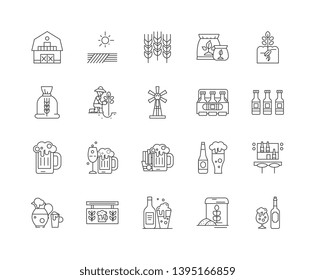 Brewery line icons, signs, vector set, outline illustration concept 