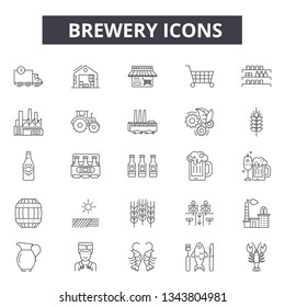 Brewery line icons for web and mobile. Editable stroke signs. Brewery outline concept illustrations