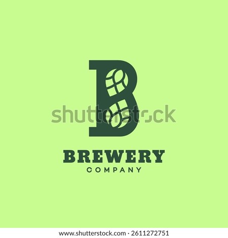 Brewery logo design template with stylized letter B. Vector illustration.