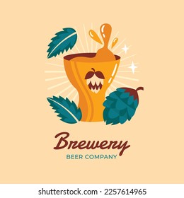 Brewery logo design. Vector Illustration.