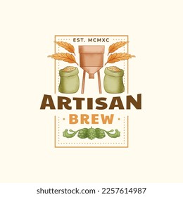Diseño del logo de la cervecería. Ilustración vectorial.
