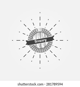 Brewery logo or emblem - vector black beer symbol