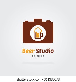 Brewery logo with A mug of beer. Beer concept.