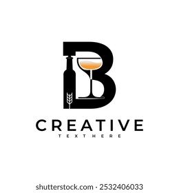 o logotipo da cervejaria produz cerveja perfeita, do grão ao vidro, no estilo letra B	
