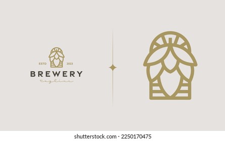 Brewery Monoline Logo Template. Universal creative premium symbol. Vector illustration. Creative Minimal design template. Symbol for Corporate Business Identity