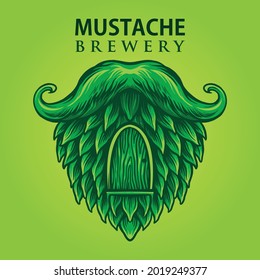 Brewery Mustache Productions Logo Vector illustrations for your work mascot merchandise t-shirt, stickers and Label designs, poster, greeting cards advertising business company or brands.