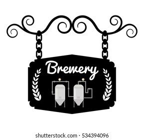 brewery signboard pub hanging vintage design vector illustration eps 10