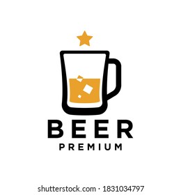 Brewery Store Icon Logo. Perfect logo for brewery store  with a concept simple glass, star and beer.
