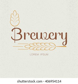 Brewery textured vector logo with wheat spica