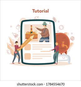 Concepto de cabecera tipográfica de cervecería. Producción de cerveza artesanal, proceso de elaboración. Tutorial. Ilustración vectorial aislada