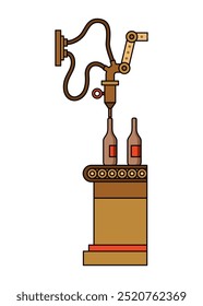 Brewery. Vintage brewing machine concept. Beer making process equipment, machinery symbol suitable for game asset, infographic or book print. Isolated vector illustration