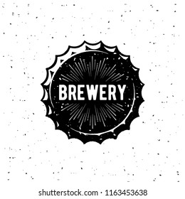 Brewery Vintage Emblem For Beer House, Brewing Company, Pub, Bar on The Bottle Cap. Vector Illustration