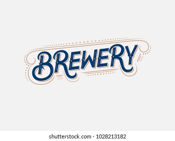 Brewery vintage logo, label, badge for beer house, brewing company, pub, bar. Retro typography Vector illustration