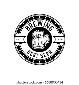 brewing best beer vintage logo design template vector