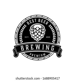 brewing best beer vintage logo design template vector