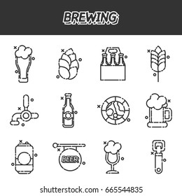 Brewing cartoon icons set