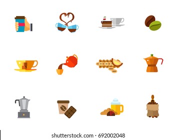 Brewing coffee icon set