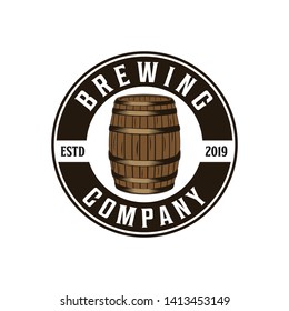 Brewing company with barrel badge logo design