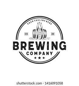 Brewing company with barrel badge vintage logo
