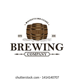 Brewing company with barrel vintage logo