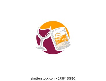 Brewing company emblem design. Monochrome element with glass of beer, hops and wheat ears vector illustration with text. Alcohol and bar concept for symbols and labels templates