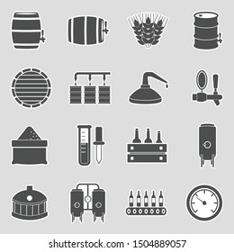 Brewing And Distilling Icons. Sticker Design. Vector Illustration.