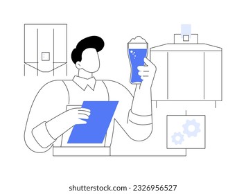 Brewing filtration abstract concept vector illustration. Worker controlling beer filtration, beverage production industry, alcohol drink manufacturing, brewing process abstract metaphor.