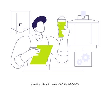 Brewing filtration abstract concept vector illustration. Worker controlling beer filtration, beverage production industry, alcohol drink manufacturing, brewing process abstract metaphor.