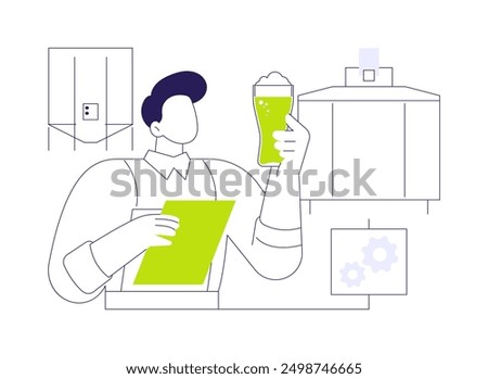 Brewing filtration abstract concept vector illustration. Worker controlling beer filtration, beverage production industry, alcohol drink manufacturing, brewing process abstract metaphor.