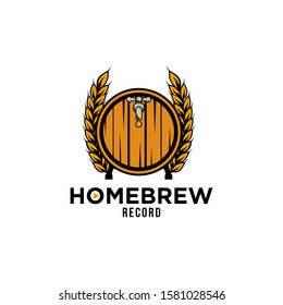 brewing home record logo design illustration
