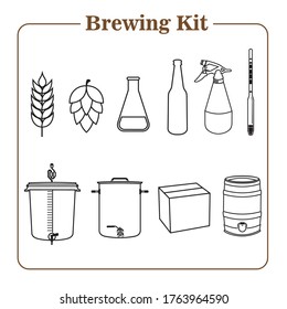 Brewing Kit icon in line draw style, good for beer maker business