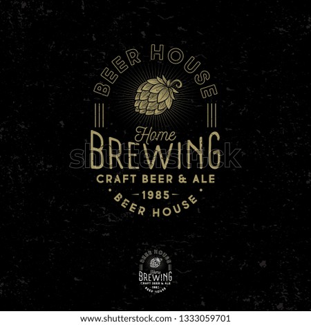 Brewing logo. Pub emblem. Hop cone icon. Craft Beer logotype. Vintage style.