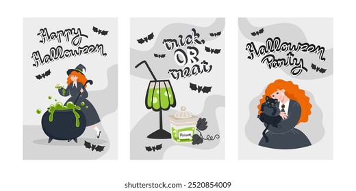 Brewing Magic Halloween Party with Witch and Black Cat