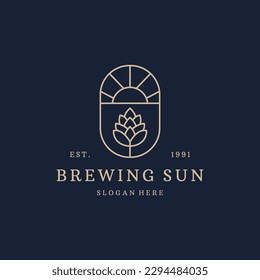 Brewing sun logo vector icon illustration hipster vintage retro .