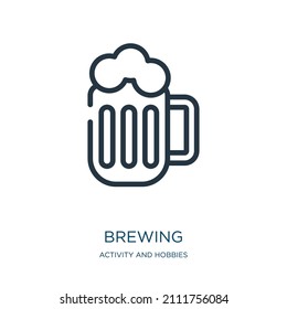 icono de la línea delgada. Beber, iconos lineales de cafe de la actividad y hobbies concepto de señal de contorno aislado. Elemento de símbolo de ilustración vectorial para diseño web y aplicaciones.