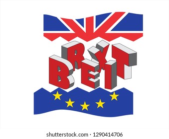 Brexit 3 D effect lettering template badge. Vector sign, poster, clothers or cases illustration.