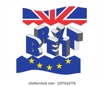 Brexit 3 D effect lettering template badge. Vector sign, poster, clothers or cases illustration.