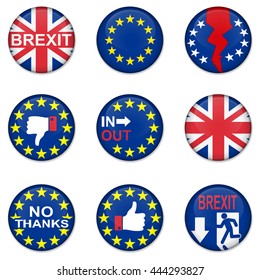 Brexit British referendum concepts with EU and UK flag on badges