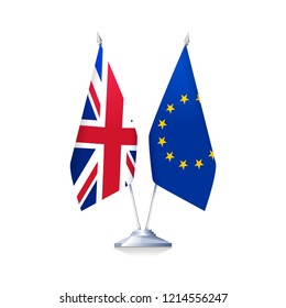 Brexit concept. Flags of Great Britain and European Union isolated on white background. Vector illustration