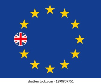 Brexit concept.
Illustration of Brexit with EU and UK flags.
Brexit concept. European Union of Yellow Stars with Great British Union Flag.