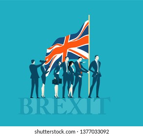 Brexit concept illustration.  Brexit or No Brexit. Group of British protesters  demanding a No Brexit leaving