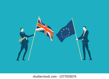 Brexit concept illustration. Brexit or No Brexit. Making decisions. 