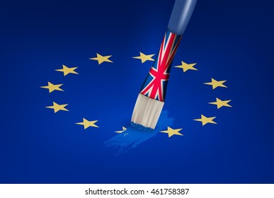 Brexit concept. UK brush painting over a EU star. Vector.