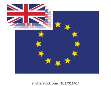brexit concept, uk flag and eu flag