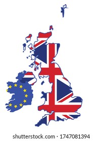 brexit concept, united kingdom and ireland map as part of eu, vector illustration 