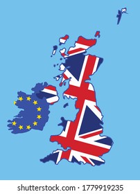 brexit concept, united kingdom and ireland map as part of eu, vector illustration 