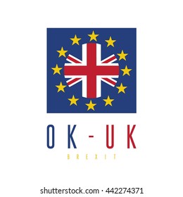 Brexit concept vector illustration with United Kingdom and EU flags