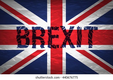Brexit cracks Text Isolated. United Kingdom exit from europe relative image. Brexit named politic process. Referendum theme art