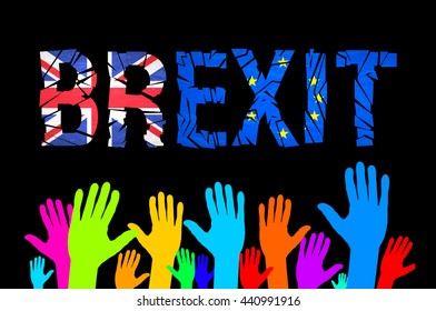 Brexit cracks Text Isolated. United Kingdom exit from europe relative image. Brexit named politic process. Referendum theme art